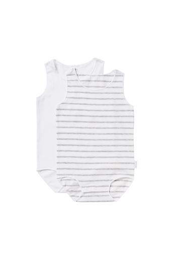 Wonderbodies Singletsuit 2 Pack (New Grey Marle Stripe / White)