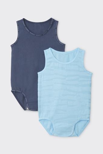 Wondergrow Textured Singletsuit 2 Pack (Little Zebra / Puberty Blues)