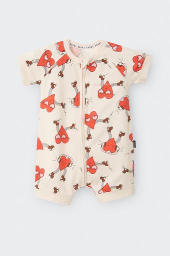 Zip Romper (Heart Beats Red)
