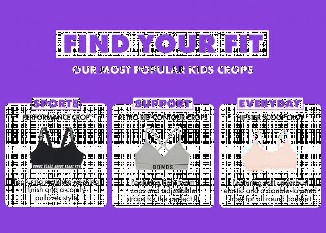 Find Your Fit. Our Most Popular Kids Crops.