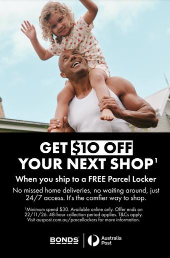 Get $10 off your next shop when you ship to a free parcel locker.