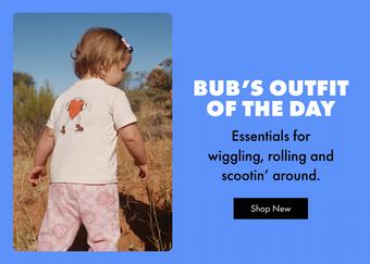 Bub's outfit of the day. Essentials for wiggling, rolling and scootin around. Shop New.